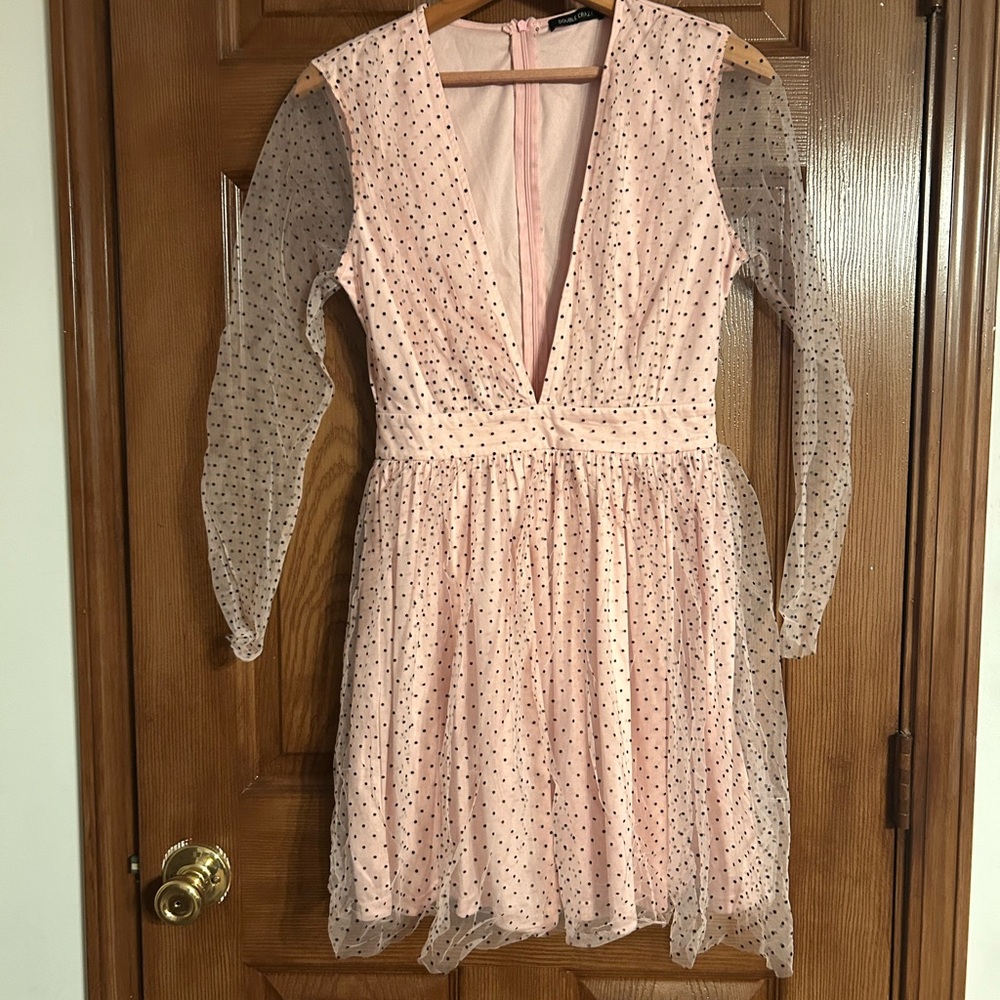 Pink Polka Dot Mesh Dress